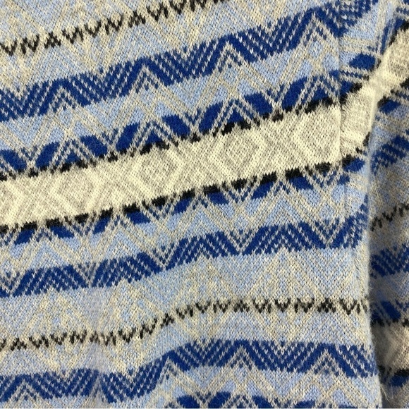 Talbots Lambswool Blend Open Front Long Cardigan Gray & Blue Nordic Print XS - Picture 10 of 16